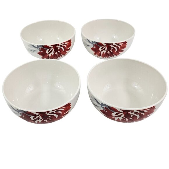Nanette Lepore Floral Trim Porcelain 5.5" Cereal Soup Salad Bowls – Set of 4 - Picture 1 of 16
